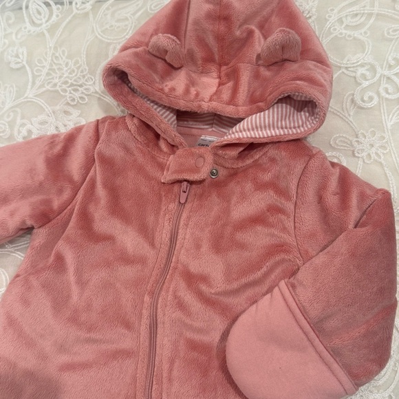 Cozy Pink Footies One Piece with Hood and Long Sleeves - Picture 2 of 7